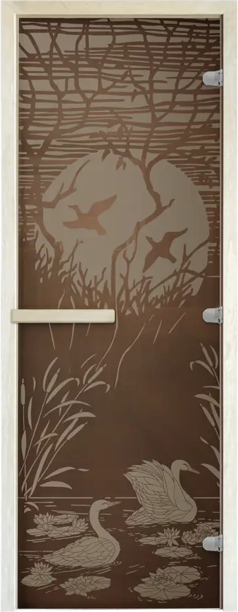 91102492 Дверь для бани стеклянная бронзовый Doorwood Лебединое озеро 190x70см STLM-0485125
