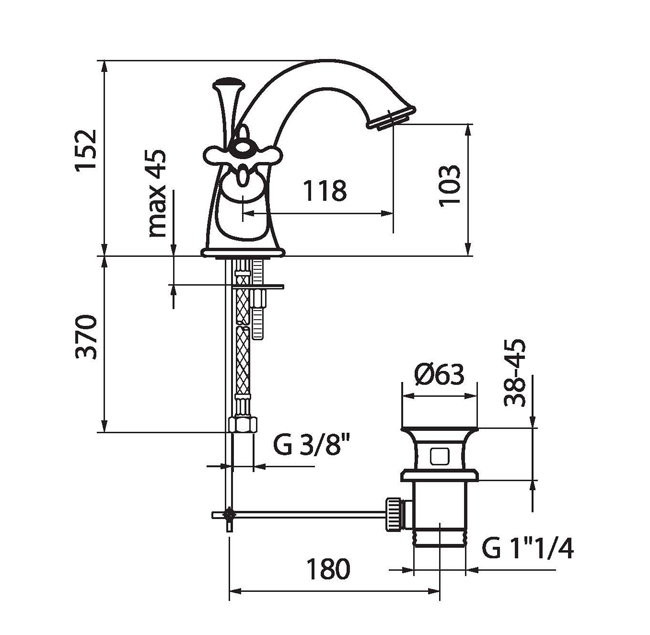 OT700102065 Смеситель для раковины Webert Ottocento - Вид №2