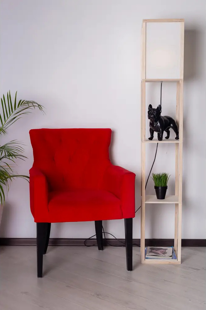 91085926 Торшер светодиодный PLAYWOODS lampshelf с полками холодный белый свет цвет бесцветный прозрачный STLM-0476519