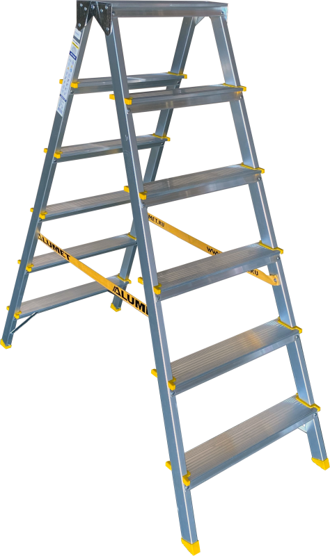 Двухсторонняя стремянка алюминиевая анодированная 6 ст ALUMET APD9206