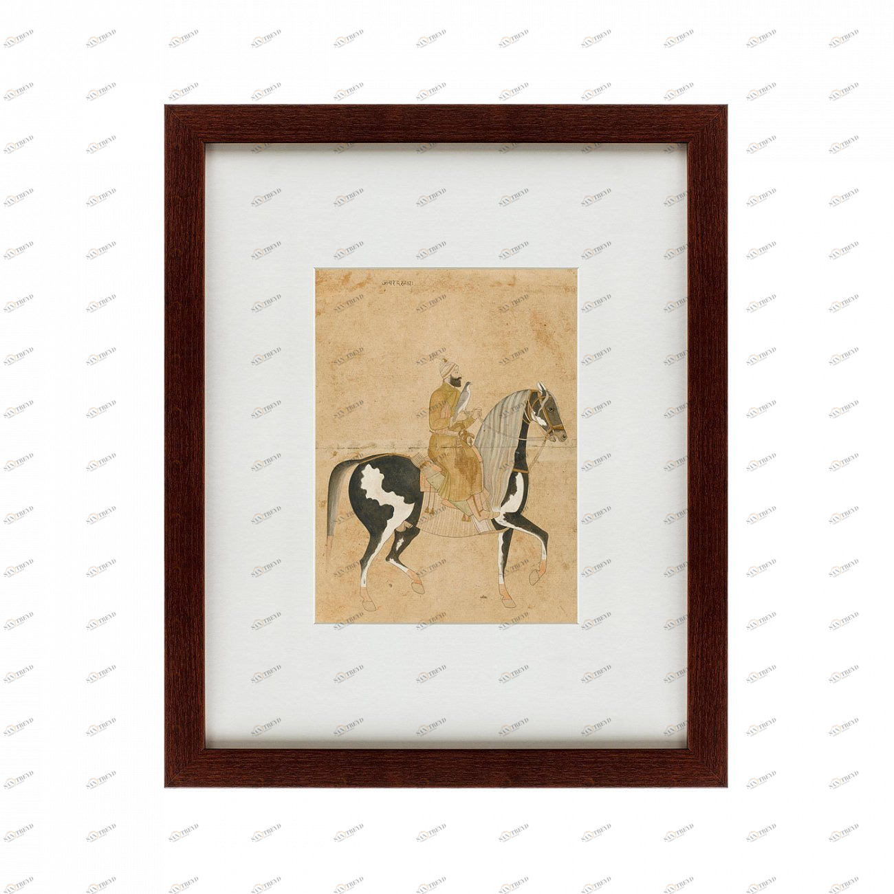 Литография на тонированной бумаге 42х52 см A Falconer Mounted on A Dappled Horse, 1585 КАРТИНЫ В КВАРТИРУ  135632 Бежевый;белый;коричневый;разноцветный 