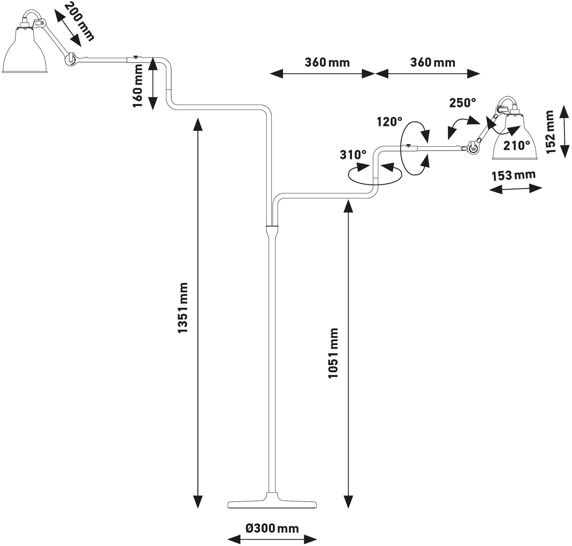 DCW éditions Регулируемый стальной торшер Les doubles de gras sun-id-1398623 - Вид №2