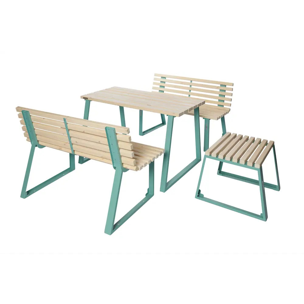Стол садовый Summer 60х60х43.5 дерево/металл белый/синий 82585547 STLM-2053800 Santreyd  - Вид №2