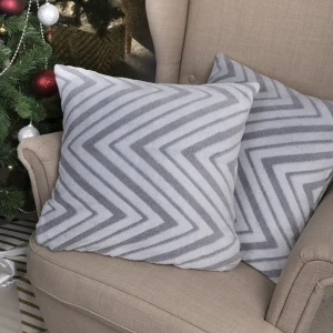 91467888 Декоративная наволочка Tessolo home Шеврон 50x50 см цвет бело-серый, 2 шт STLM-1052890