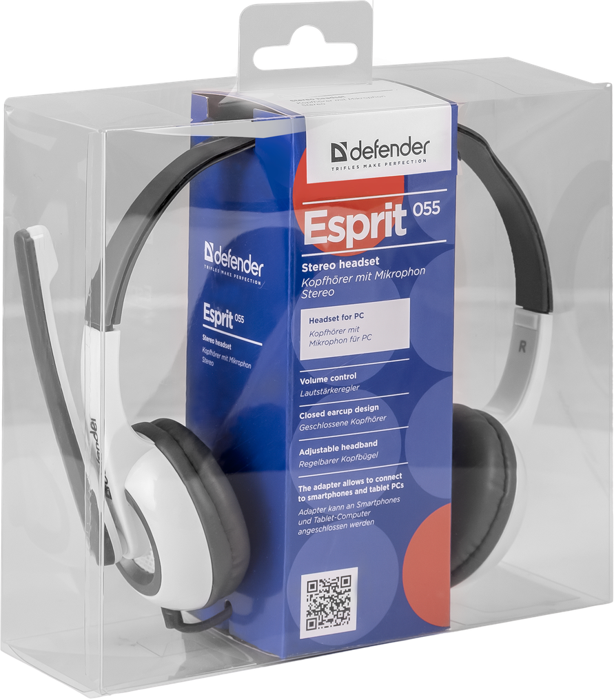 63055 компьютерная гарнитура esprit 055 серый, кабель 2 м Defender Santreyd  - Вид №2