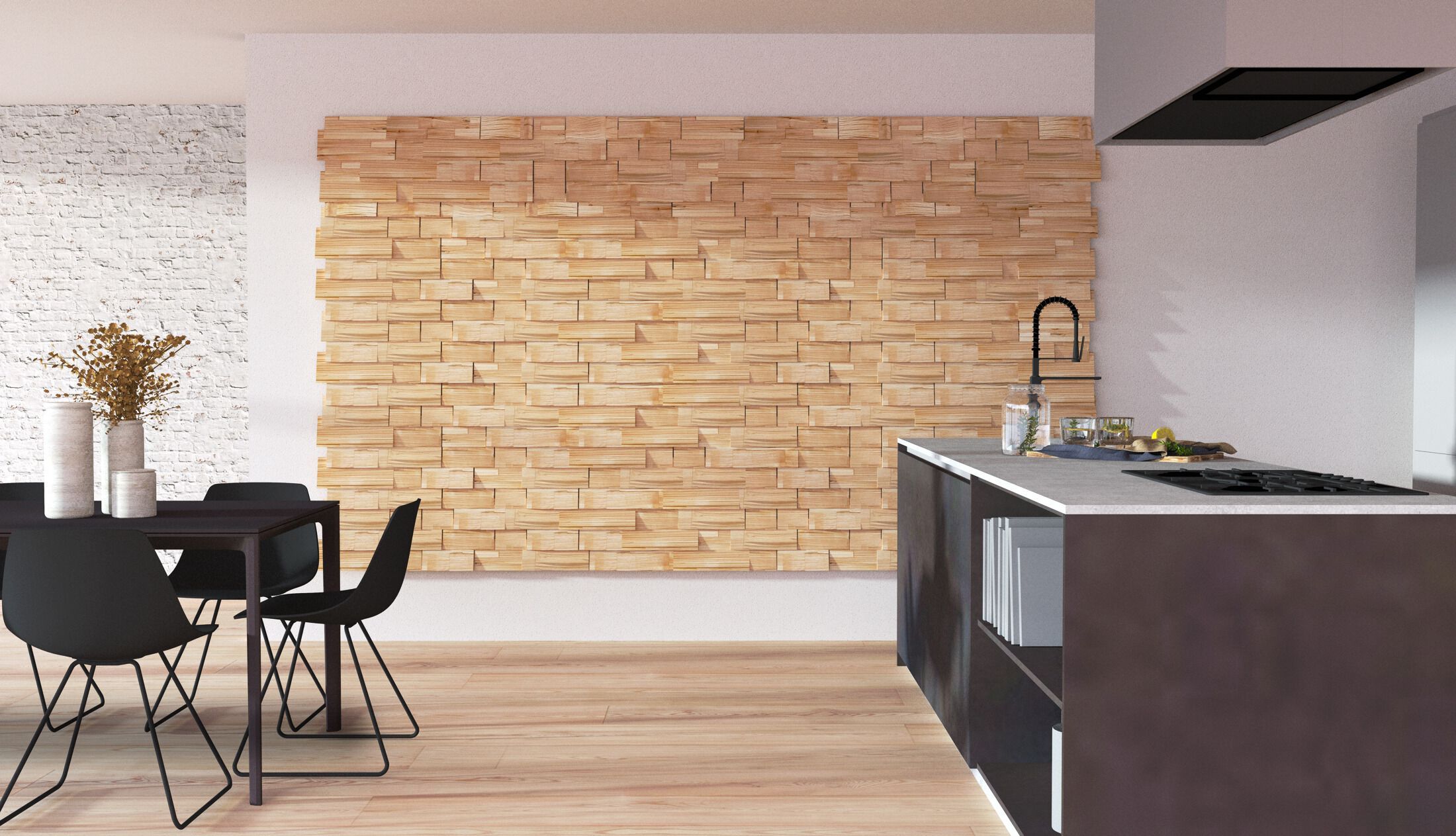 Светлая декоративная панель из Сырцовой черепицы cirmolo Mobart Ben Woodframe ARCH-00153067 - Вид №1