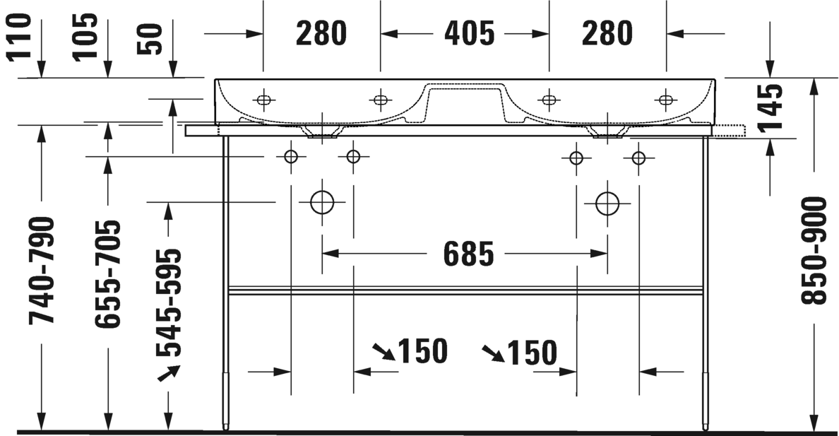 2353120040 Подвесная раковина настенная овальная Duravit DuraSquare - Вид №4