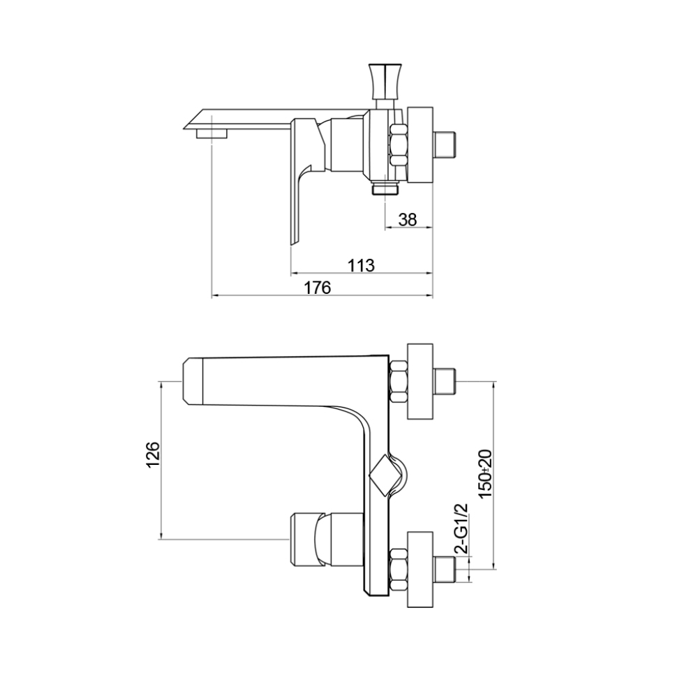 Смеситель для ванны Raiber Zigen R1902 однорычажный R1902 Santreyd  - Вид №1