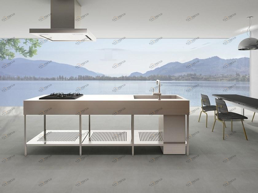 sanwacompany Кухня из нержавеющей стали с островом без ручек sun-id-1404466