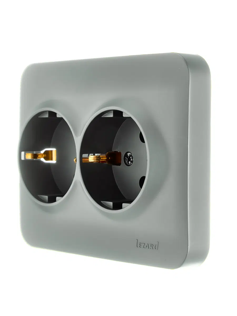 ASTI Розетка двойная с/з ПБТ платина LEZARD 7081-3500-127B - Вид №2