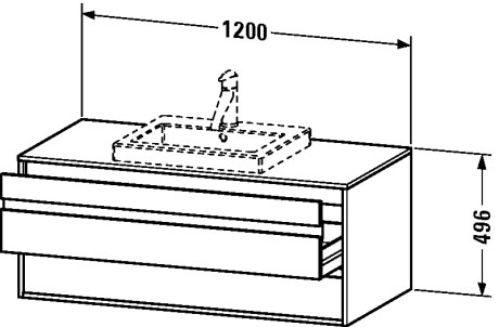KT675602222 Тумбочка подвесная Ketho #KT6756 1200 x 550 мм Белый глянцевый декор Duravit - Вид №1