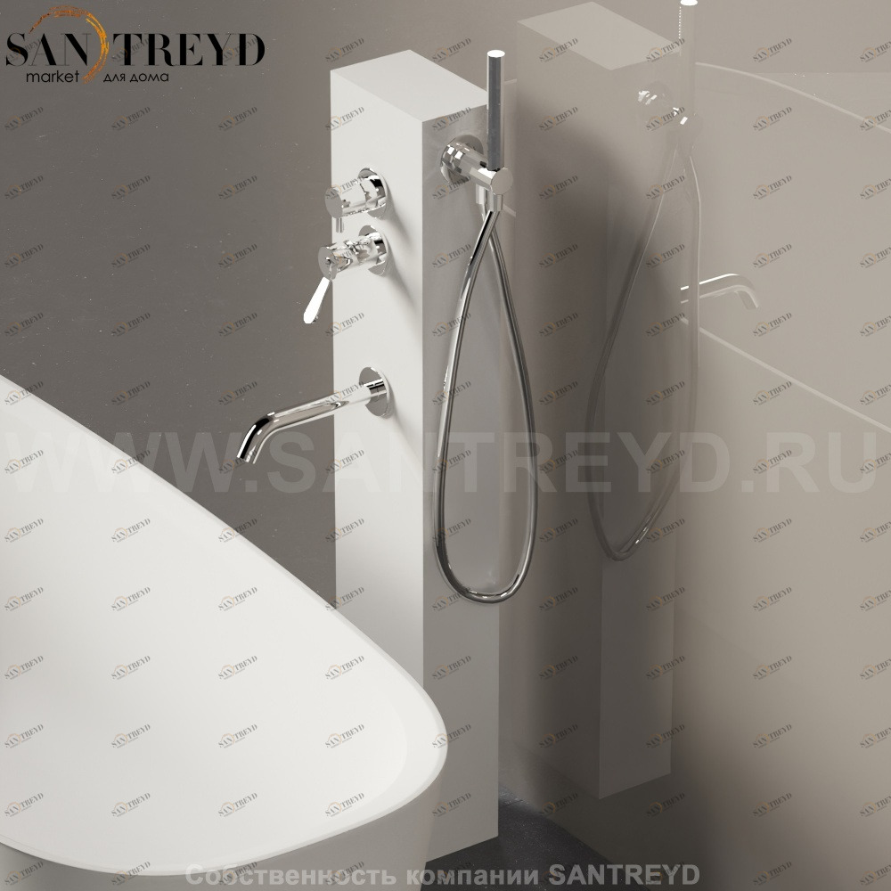 Модуль для установки смесителя PILLAR белый с душевой лейкой по правой стороне Agape ACOL0211BZ