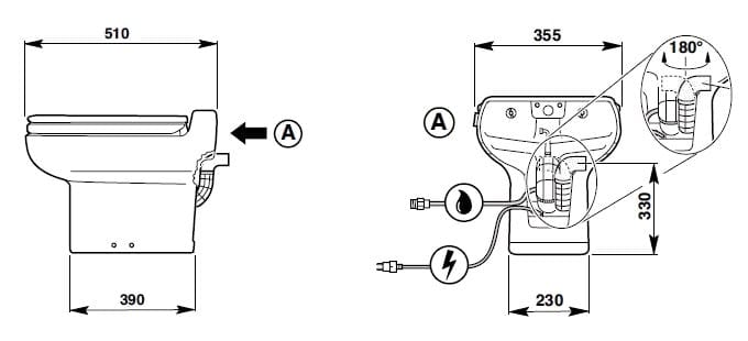 Туалет с измельчителем пола Sanitrit SANICOMPACT LUXE SILENCE ARCH-00125315
