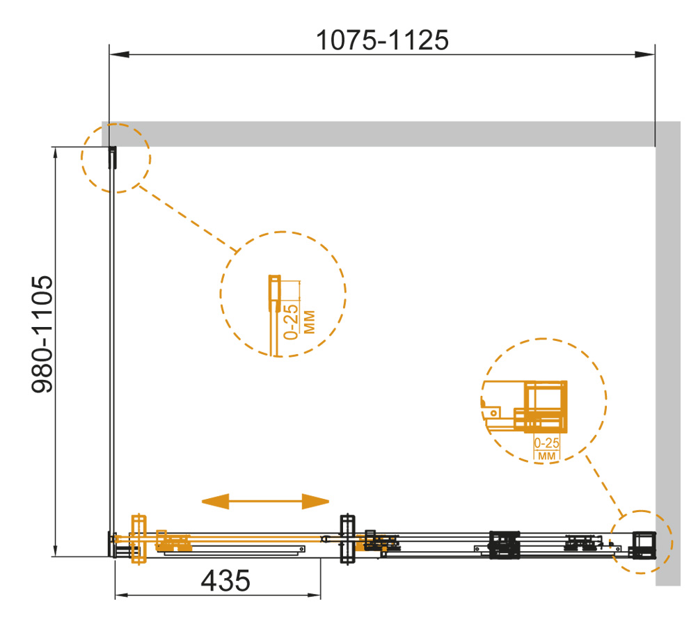Душевой уголок CEZARES DUET SOFT-AH-1-110/100-C-Cr  - Вид №1