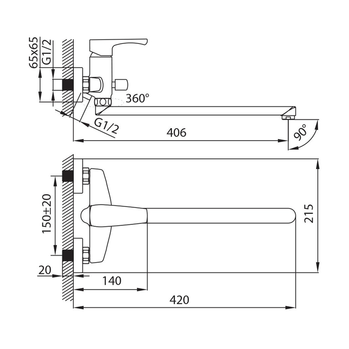 LABSBL0M10 Milardo Labrador Смеситель для ванны с длинным изливом Labrador Россия  - Вид №9