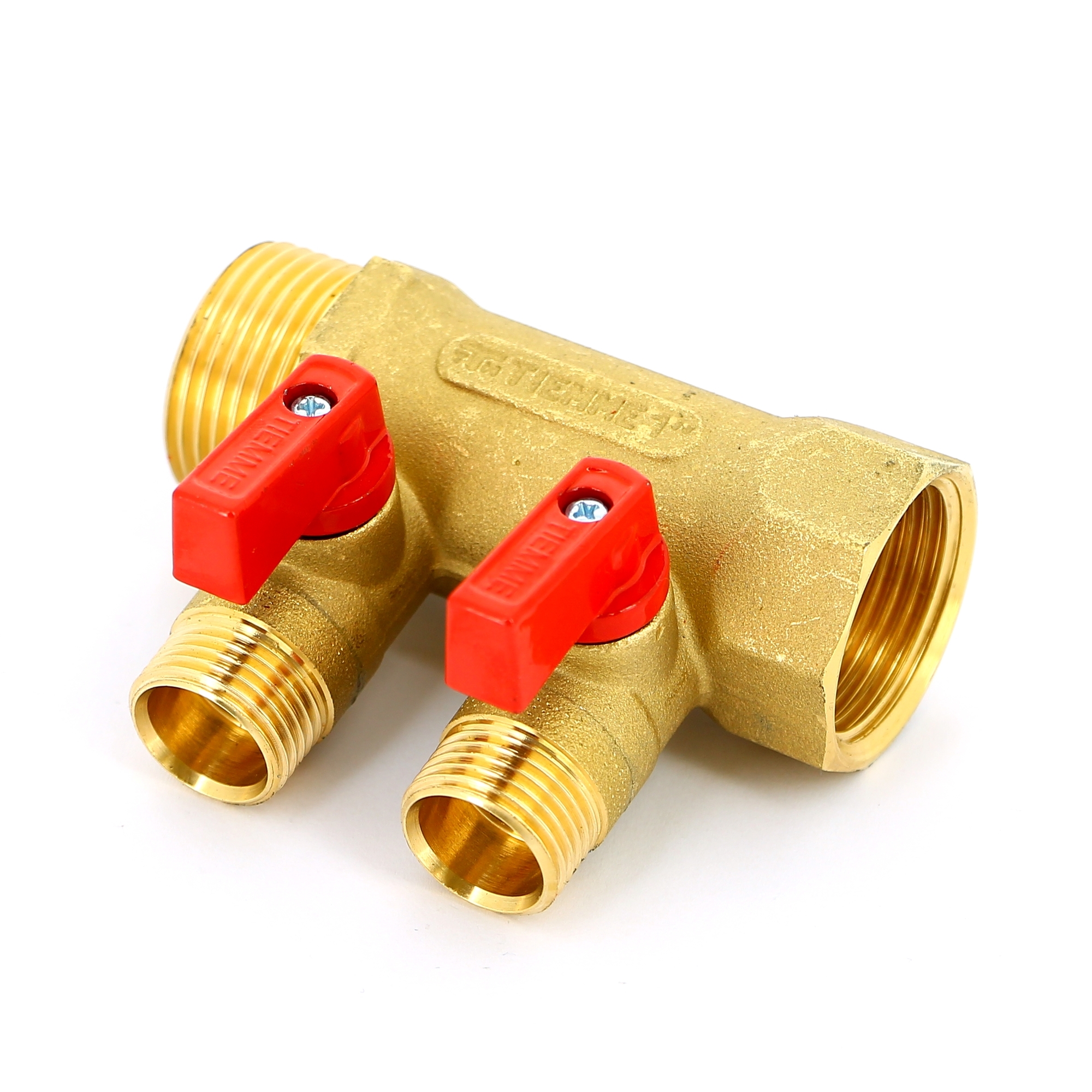 Коллектор НВ 1" с кранами TIEMME 2 выхода 1/2"Н 36мм 1820006 - Вид №1