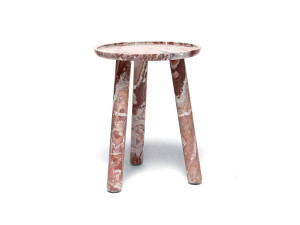 Высокий круглый журнальный столик из мрамора Арабескато