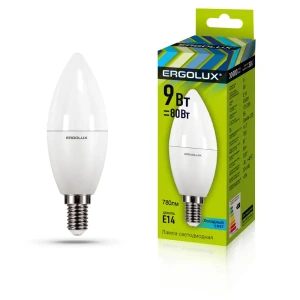 91271126 Светодиодная лампа Ergolux LED-C35-9W-E14-4K 13168 STLM-0912608