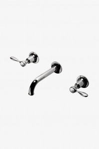 EALS47 Easton Classic Низкопрофильный настенный смеситель для унитаза с тремя отверстиями, удлиненным изливом и металлическими ручками Waterworks