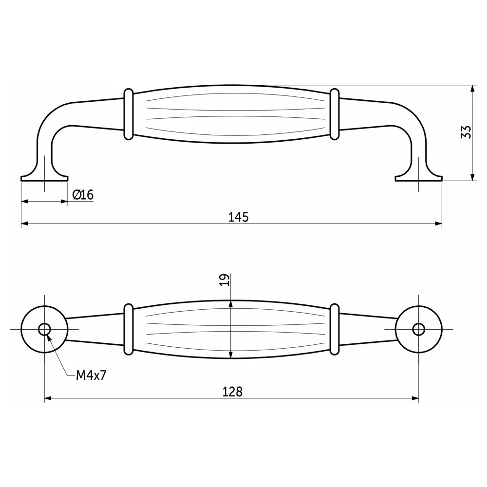 Мебельная ручка-скоба KONSENSA Виви 128 мм белая/бронзовая STLM-2154899 - Вид №5