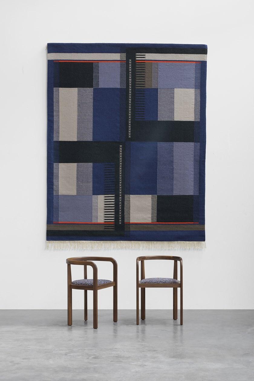 e15 Прямоугольный шерстяной коврик с геометрическими мотивами  Rh02  - Вид №3