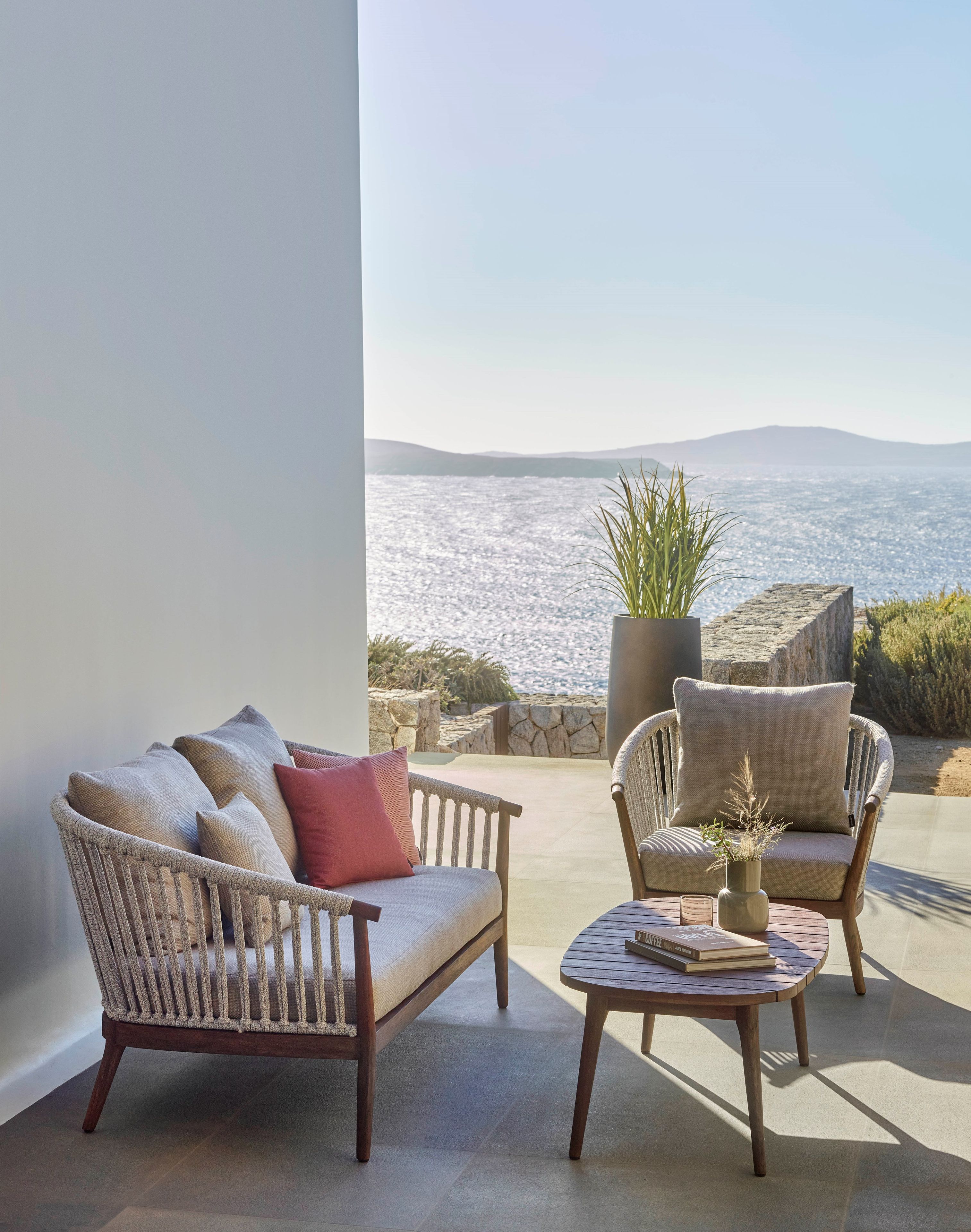 2-местный акриловый тканевый садовый диван Jardinico дерево ARCH-00064399 - Вид №1