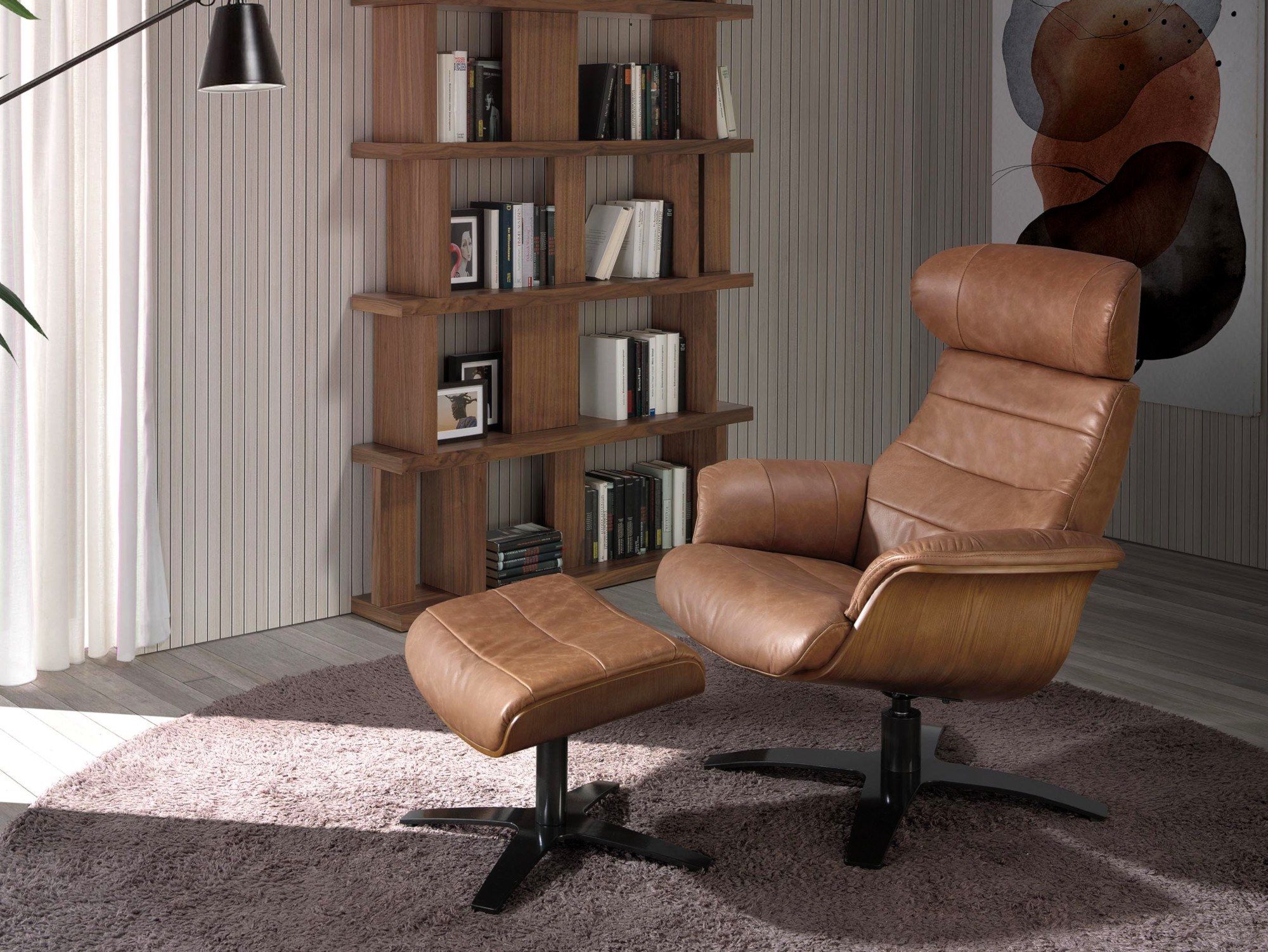 Кожаная мягкая поворотная спицевая подставка для ног Angel Cerda диван Trend ARCH-00114082 - Вид №4