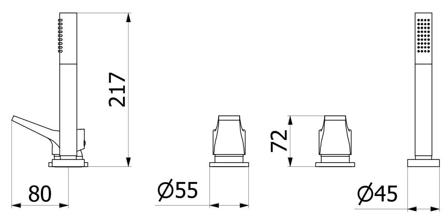 Встраиваемый смеситель для ванны с ручным душем IB Twitter ARCH-00122490 - Вид №3