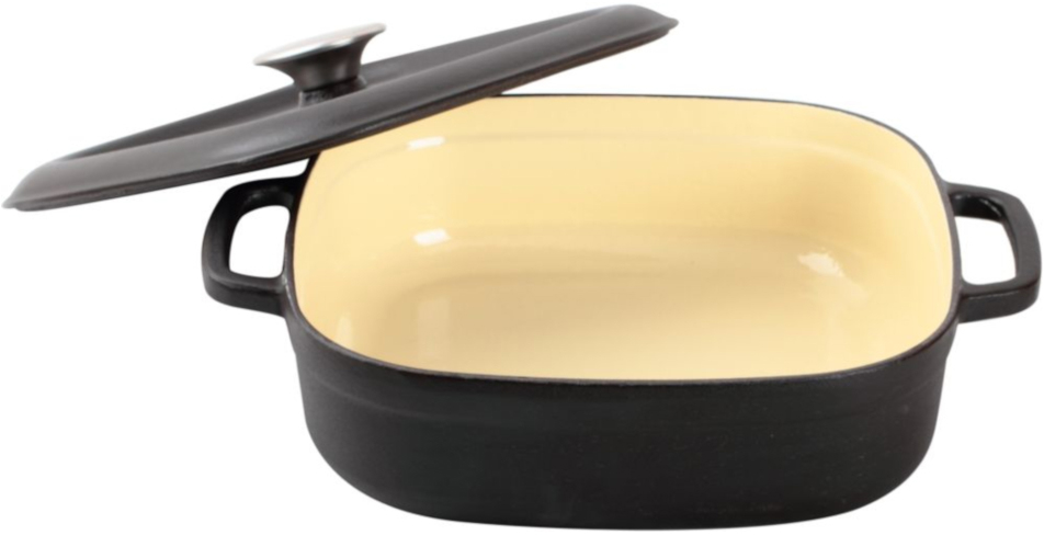 K 1226 Набор посуды / чугунная кастрюля с внутренним керамическим покрытием и крышкой: 100% чугун, высокопрочная внутренняя керамическая эмаль бежевого цвета, свод крышки, поддерживающий необходимый уровень влажности внутри кастрюли, быстрый и равномерный Santreyd 