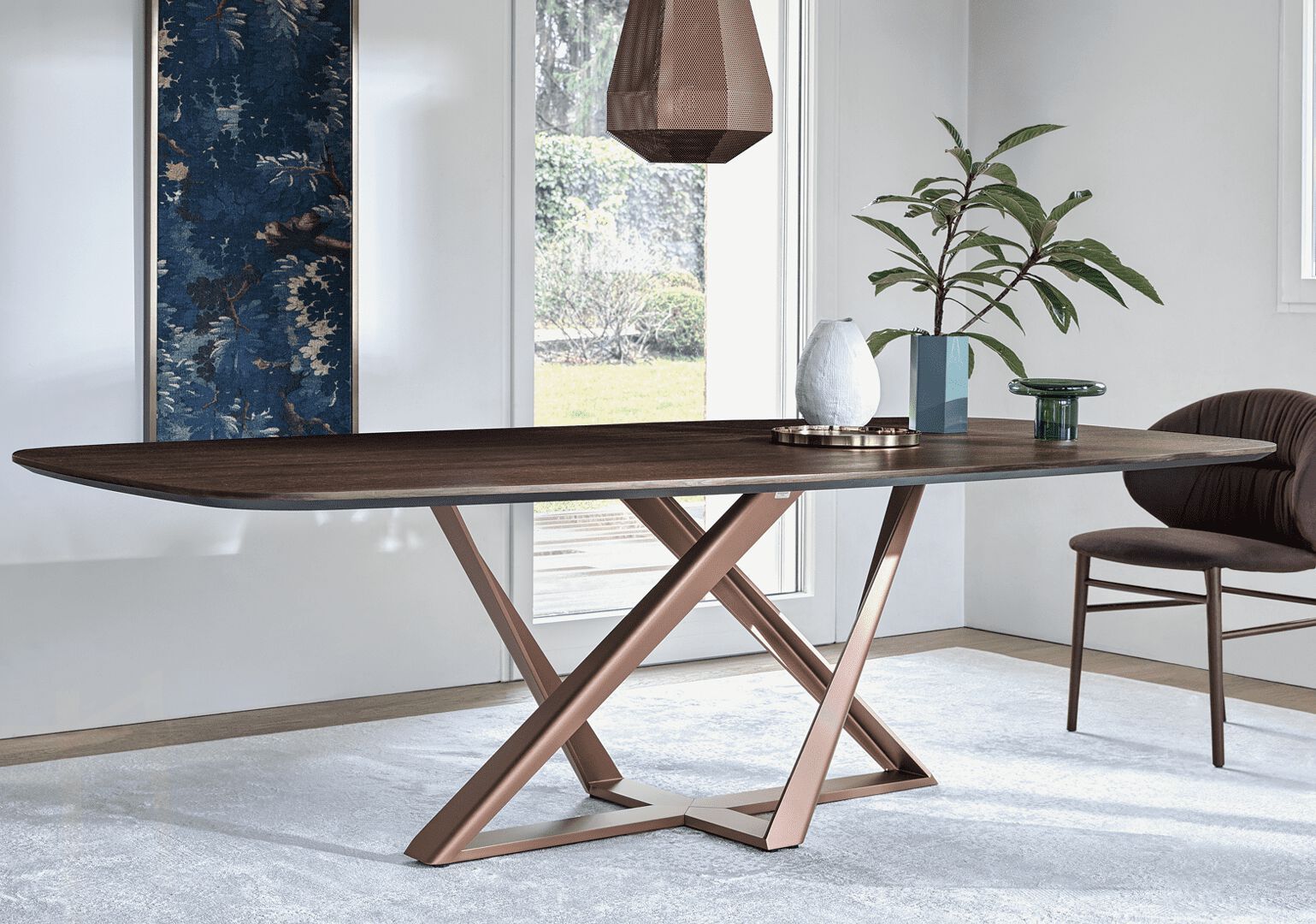 Прямоугольный обеденный стол из стали и дерева Bontempi Casa Millennium ARCH-00040042 - Вид №3