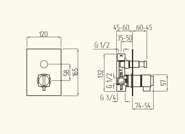 Смеситель MIGLIORE Kvant 25406 термостатический, скрытого монтажа, для ванны и душа sun-id-686028 - Вид №1