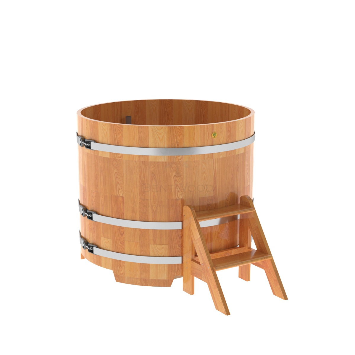 1501 Купель круглая из сращенных ламелей лиственницы d=1,17х1,0 натуральная Alyarus 