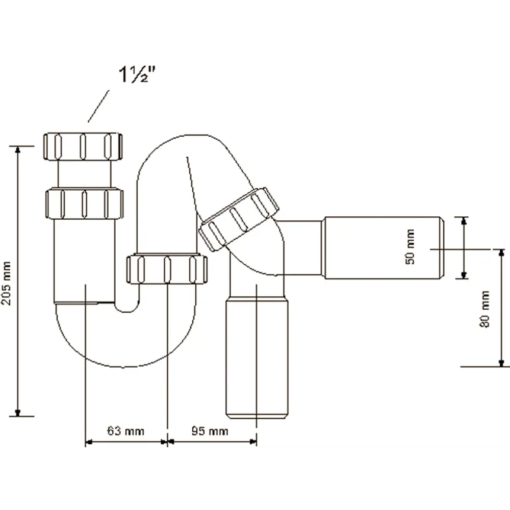 Сифон для мойки трубный McAlpine без выпуска ø40 мм полипропилен MRSK12-50 STLM-2059292 - Вид №3