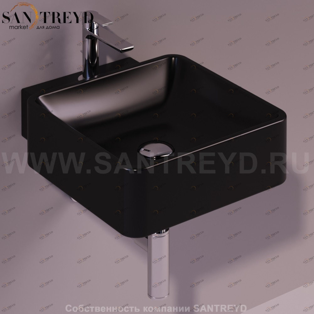 FL15NERO Подвесная раковина настенная квадратная Simas Flow черная