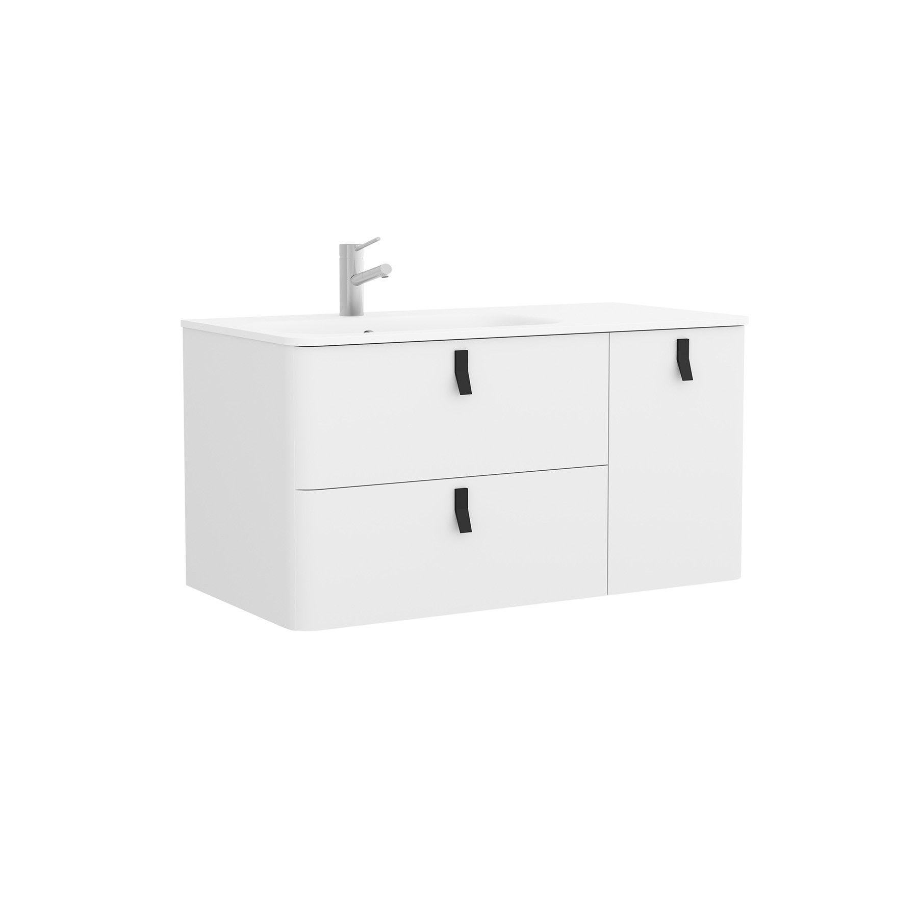 24626 SALGAR Мебель для умывальника UNIIQ 1200 правая MATT WHITE 1194 x 540 x 450 мм Мягкий белый  - Вид №2