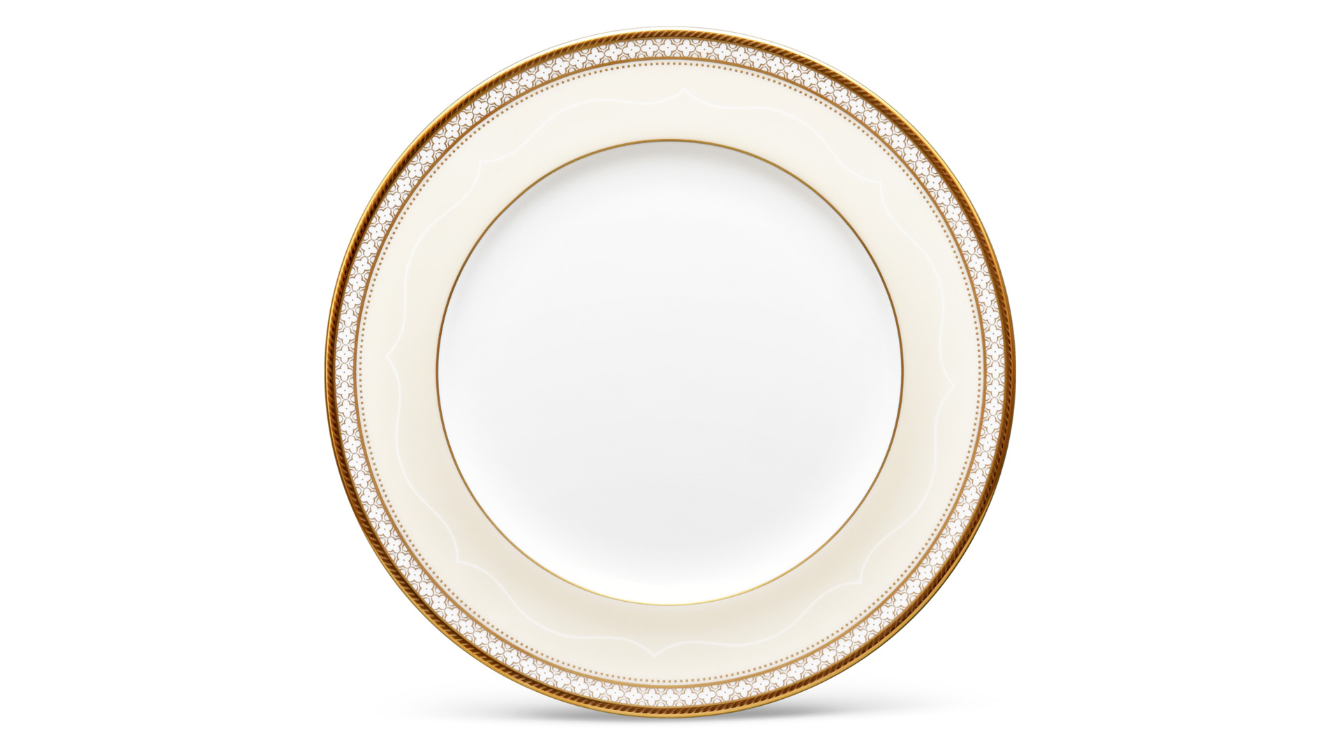 10665463 Noritake Набор из 6 тарелок закусочных Noritake "Трефолио,золотой кант" 22см Фарфор костяной  - Вид №1