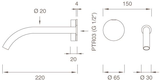 Ceadesign Настенный смеситель для умывальника Hydroprogressive Giotto Gio 44 - Вид №1