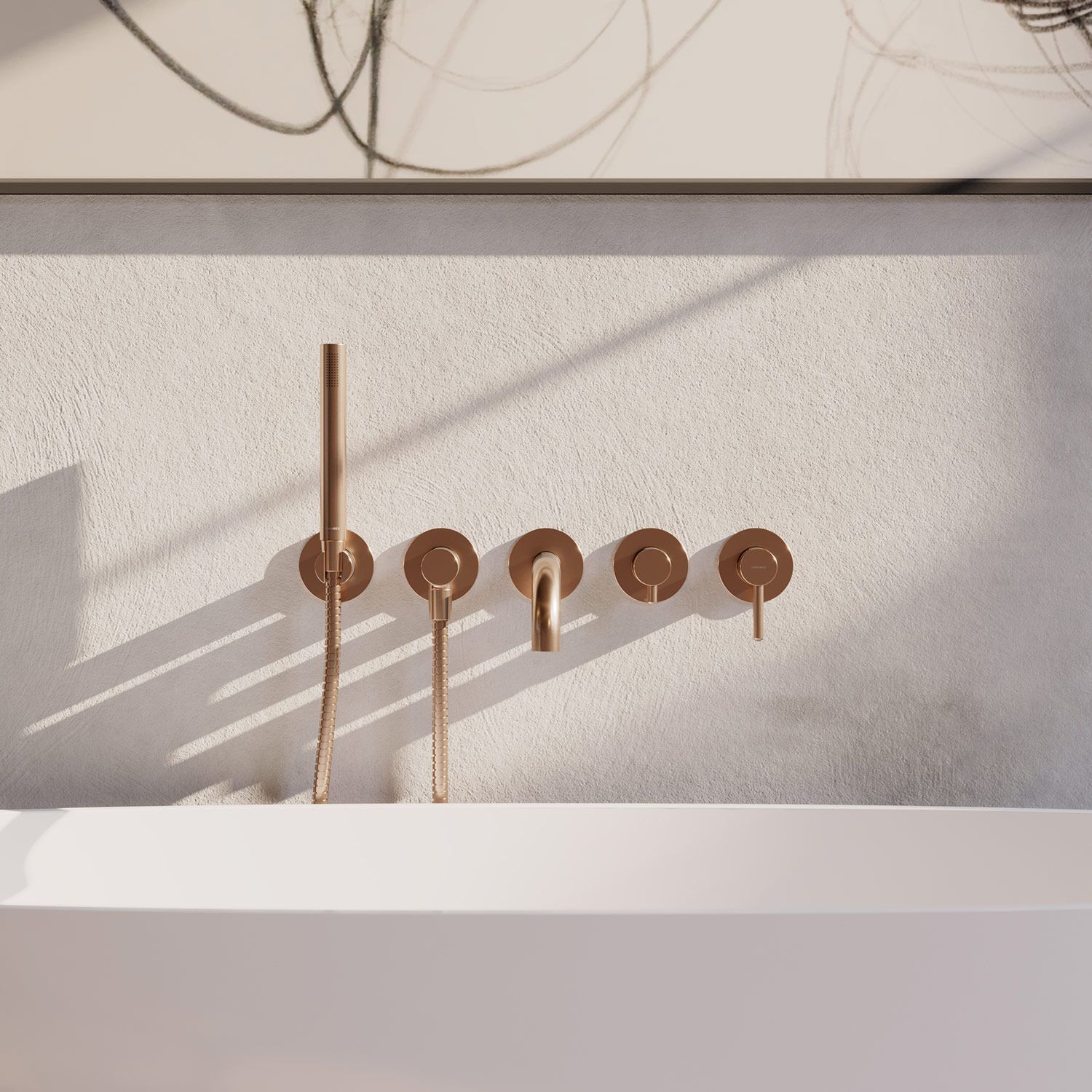 Настенный смеситель для ванны с 5 отверстиями и ручным душем OMNIRES Y Y1237/1 ARCH-00110371 - Вид №11