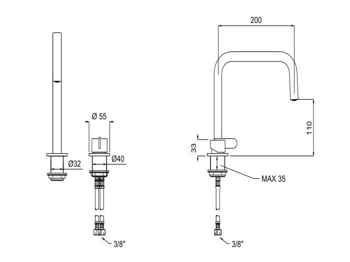 Однорычажный смеситель для раковины с 2 отверстиями QD Magistro Lab Swing ARCH-00138720 - Вид №2