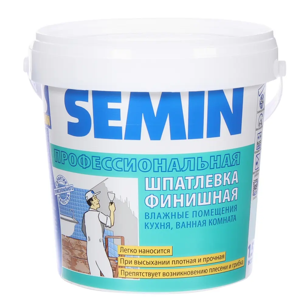 Шпатлевка финишная для влажных помещений Semin 1.5 кг 81964401 STLM-2183071 да