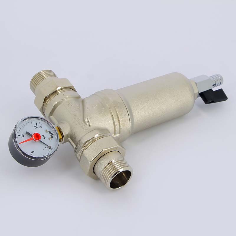 Фильтр промывной с манометром, с разъемными соединениями, латунной колбой TIEMME 1" 3130004 - Вид №3