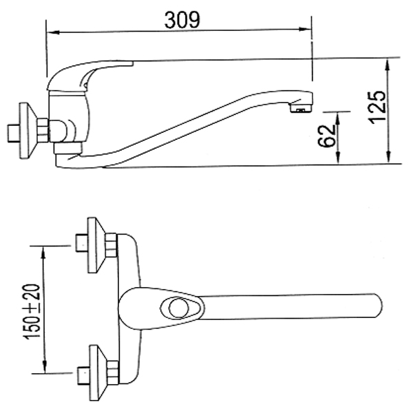 Смеситель для кухни San Fonte 3536-G10 настенный 3536-G10 11161141 - Вид №1