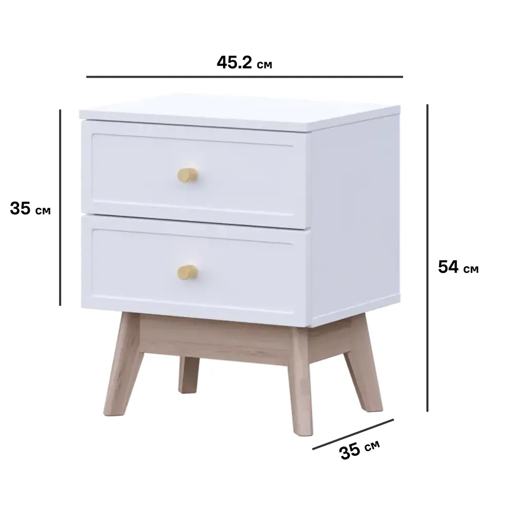 Тумба прикроватная 2 ящика KONSENSA Лион Амьен 45x54x35 см ЛДСП цвет белый STLM-2208954 - Вид №7