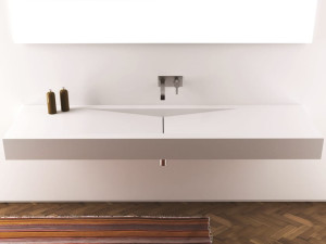 Прямоугольная одиночная подвесная раковина из твердой поверхности