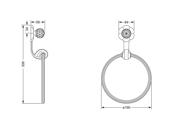 Кольцо для полотенец JOERGER Florale Crystal 600.00.047.000-AA - Вид №1