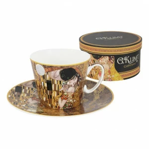 Чашка фарфоровая с блюдцем коричневая "Поцелуй" (Г.Климт) CARMANI Г.КЛИМТ 00-3946960 Коричневый