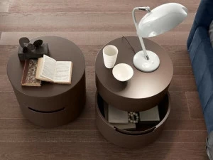 Presotto Круглая прикроватная тумбочка из лакированной древесины с ящиками Globo 2