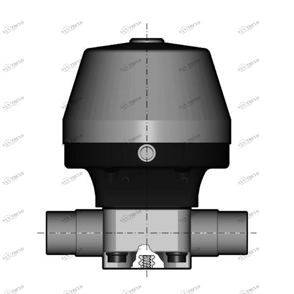 SANIT 16734000046 2/2-ходовой мембранный клапан В.М., тип 485, PVC-C d, 90 г 110, цапф, Северная Каролина 