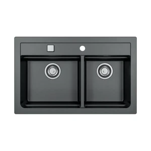 90479696 Врезная мойка Alveus ATROX 79x50 см глубина 19.50 см искусственный камень цвет черный 1132002 STLM-0244828