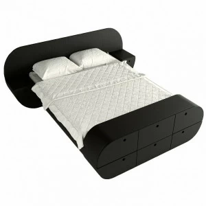 Кровать двуспальная 160х200 с тумбами и комодом черная "Цикл" ODINGENIY ЦИКЛ 178343 Черный